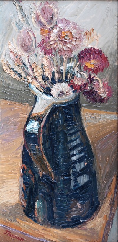 Dried Flowers in a Bernard Leach Jug 2000 by Joan Thewsey